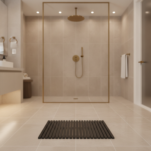 Bamboo Black Bathroom Rug