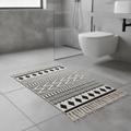 Black Patterned Bath Mat