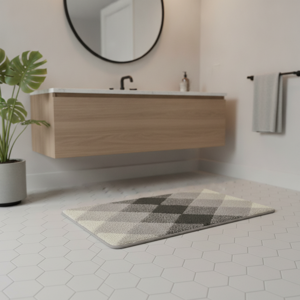 Pattern Checkered Bath Mat
