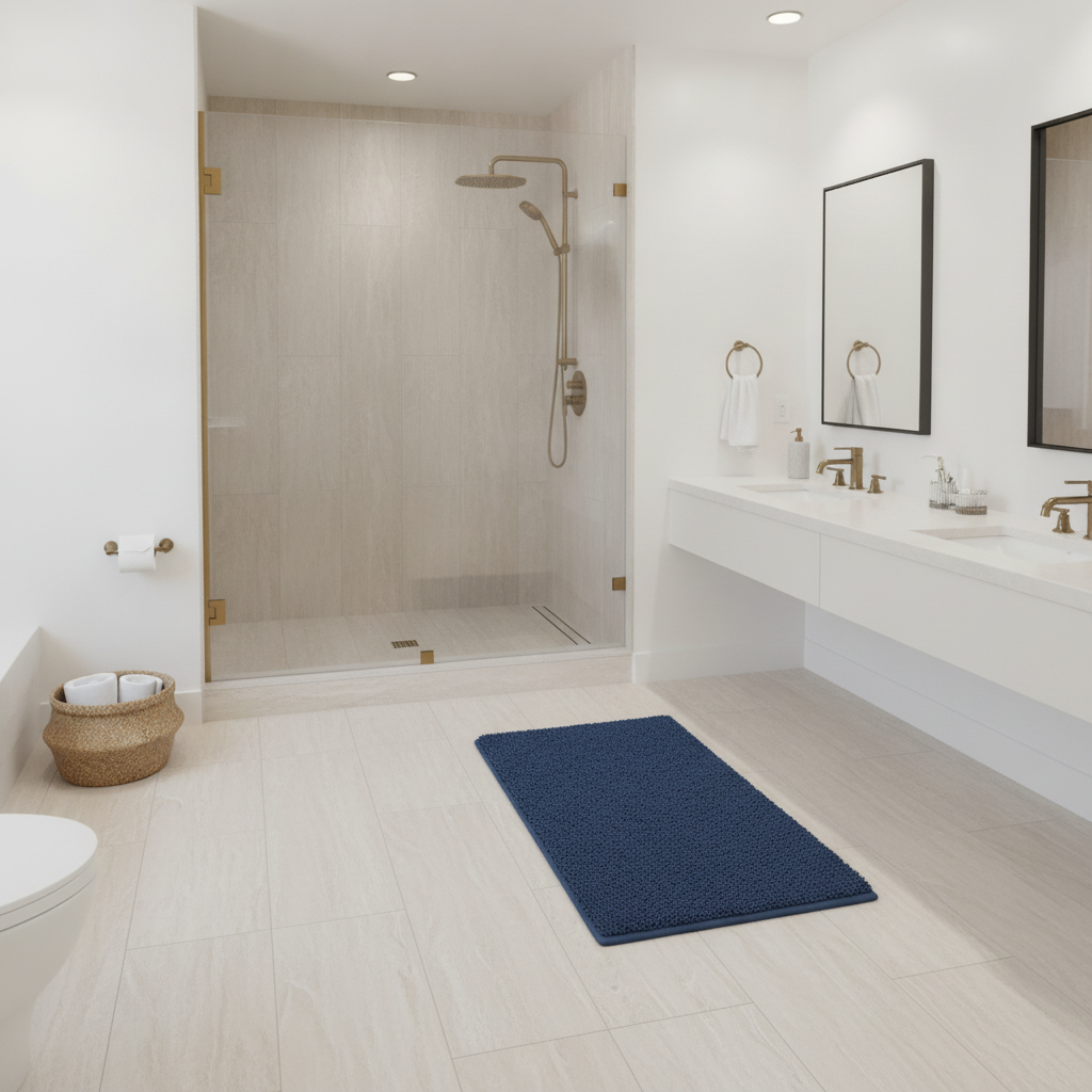 Large Blue Navy Bath Mat