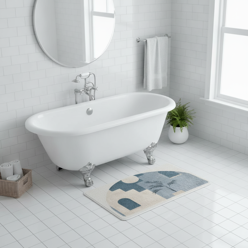 Half Moon Blue Bath Mat - care instructions