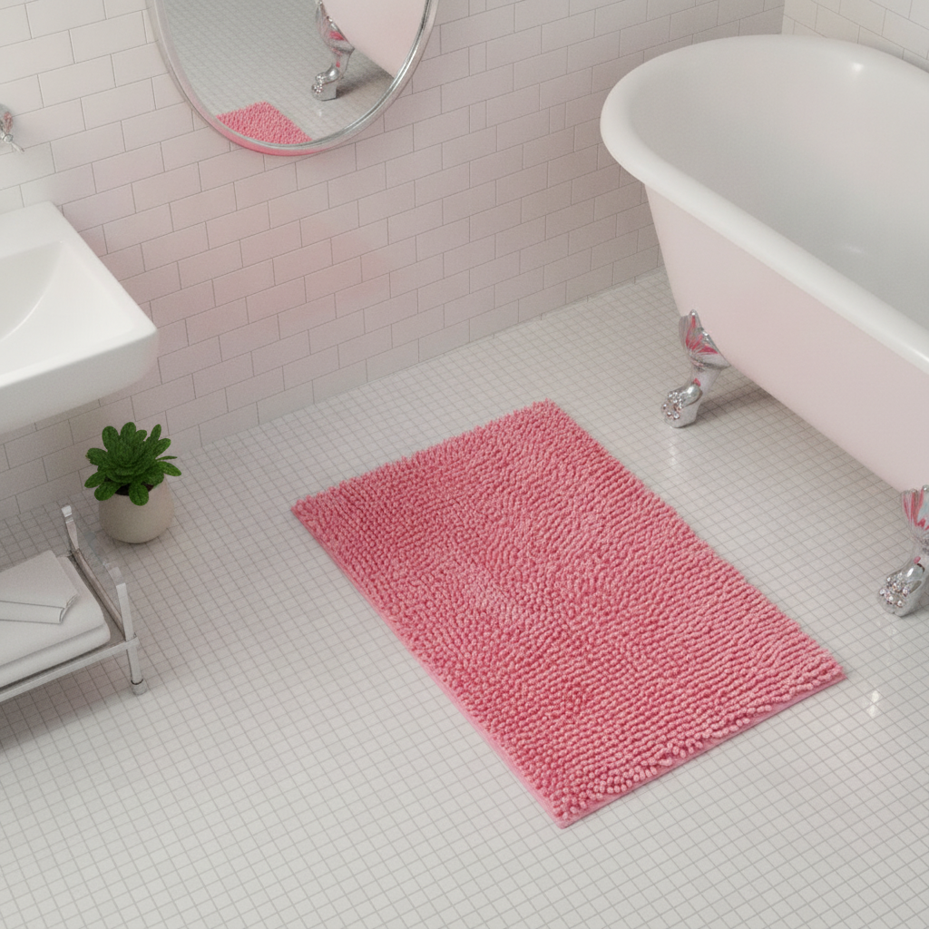 Caterpillar Pink Bath Mat