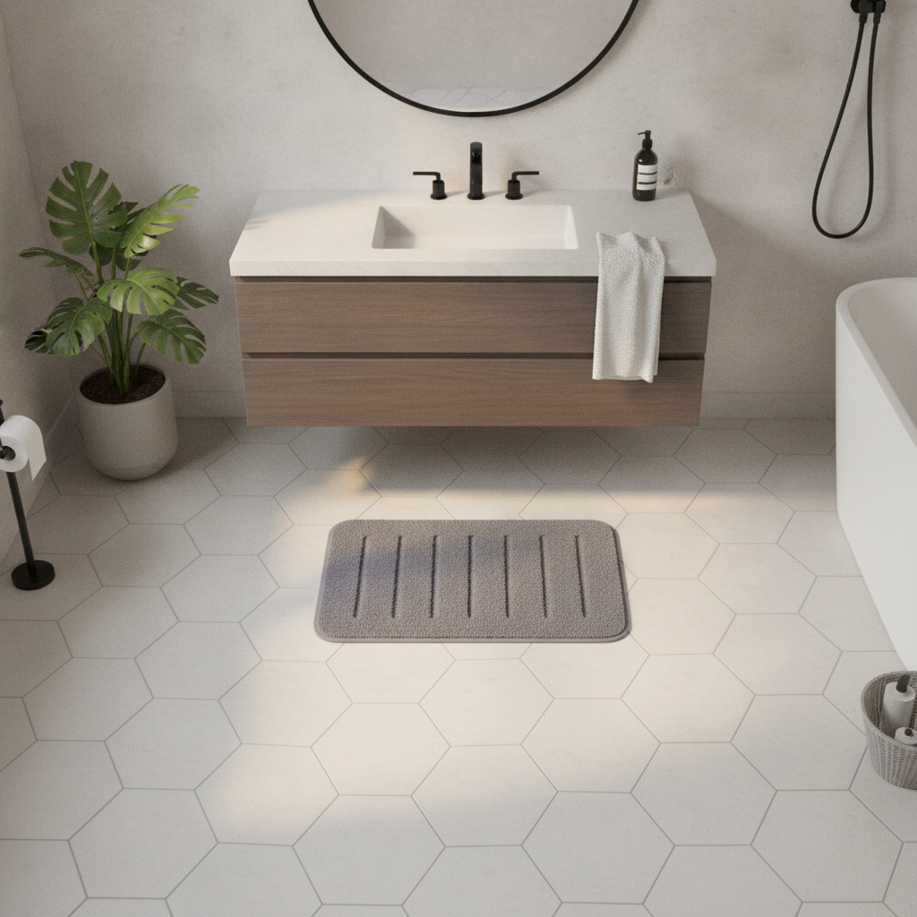 Gray Microfiber Bath Mat