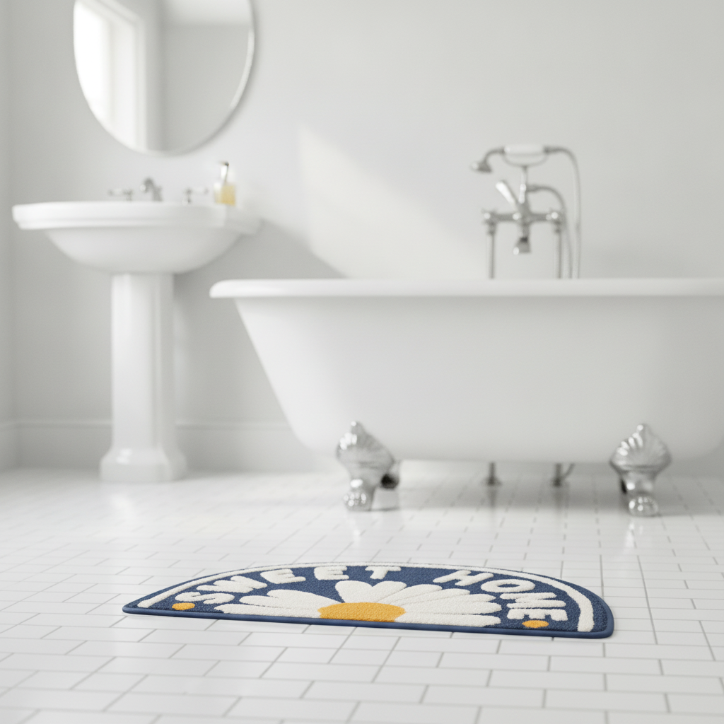 Thick Half Moon Bath Mat - care instructions