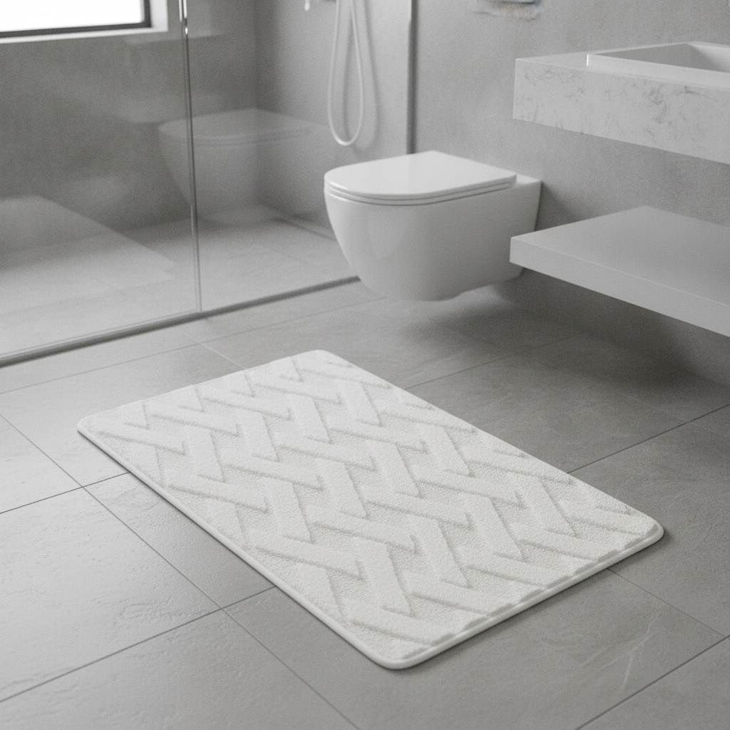 Pattern Geometric Bath Mat - bathroom setting
