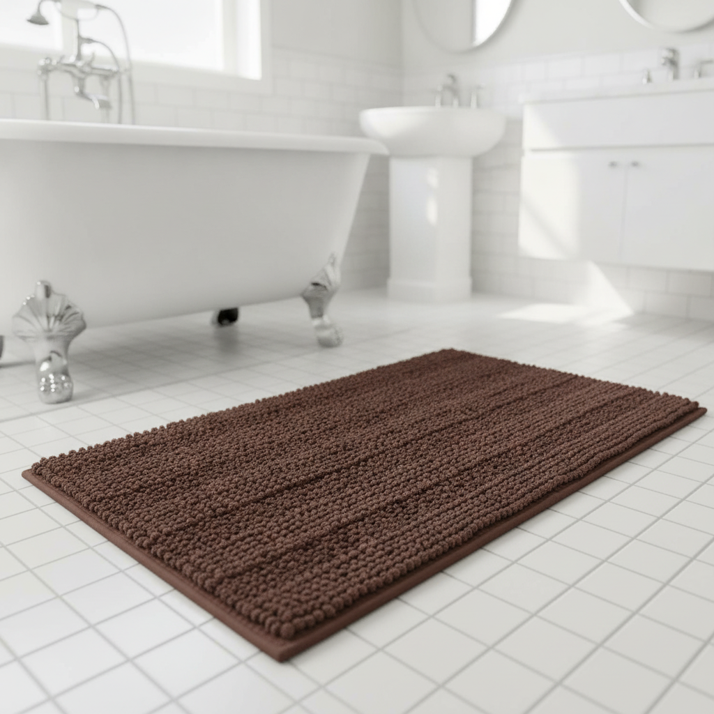 Caterpillar Brown Bathroom Rug