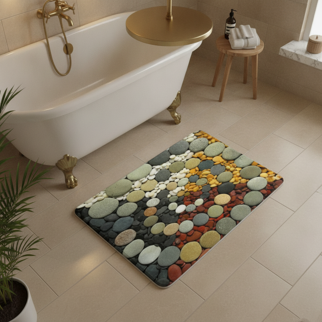 Pebble Bathroom Rug - size comparison