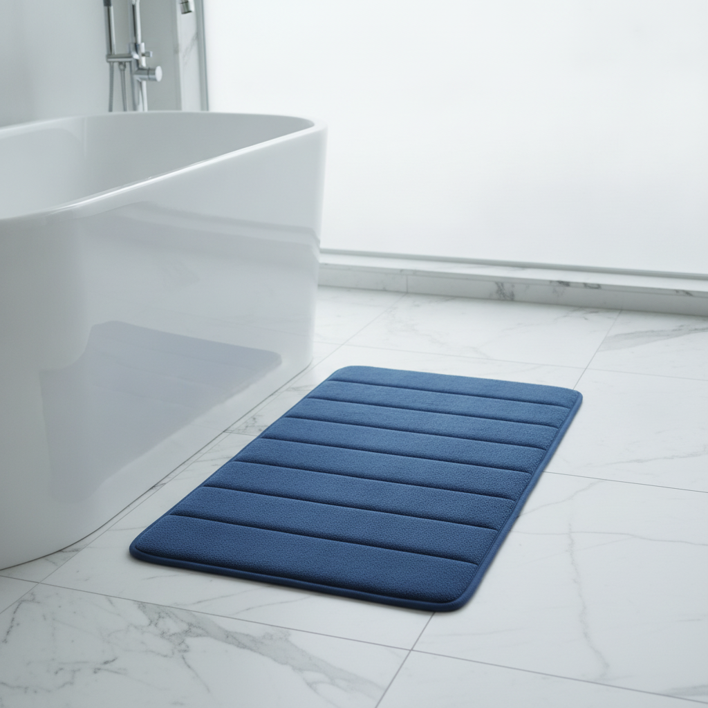 Thick Blue Bath Mat - care instructions