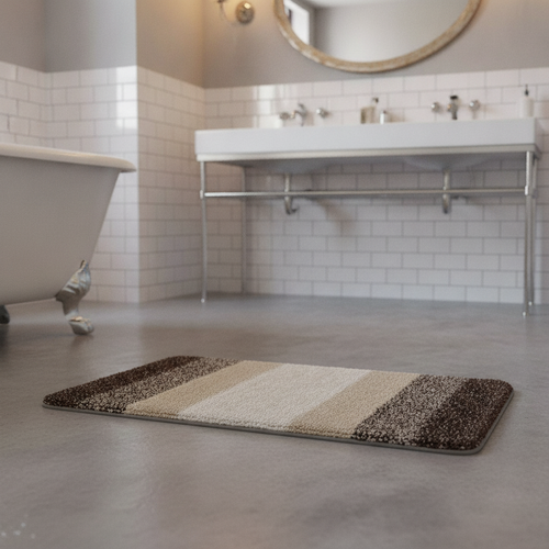 Beige Brown Bath Mat