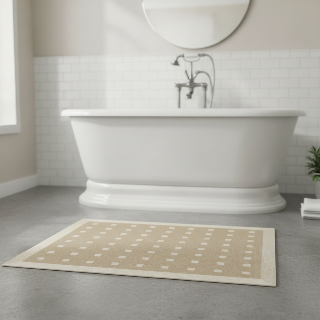 Diatomite Checkered Beige Bath Mat