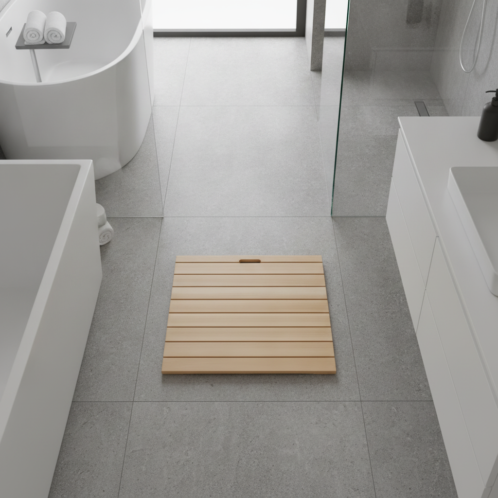 Wood Bath Mat - bathroom setting