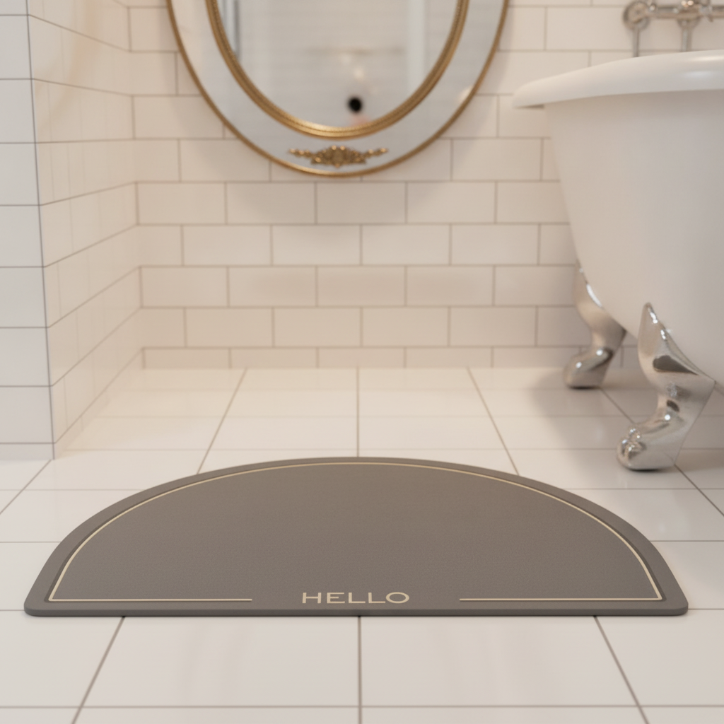 Half Circle Hello Bath Mat