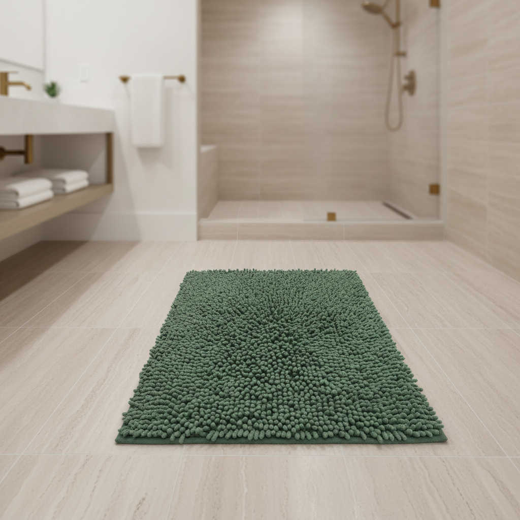 Caterpillar Green Dark Bath Mat