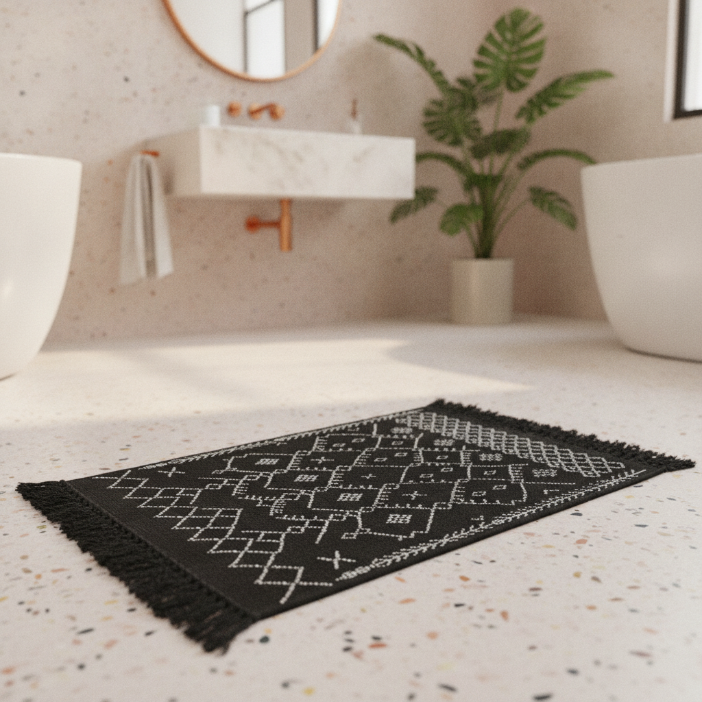 Cotton Black Bath Mat