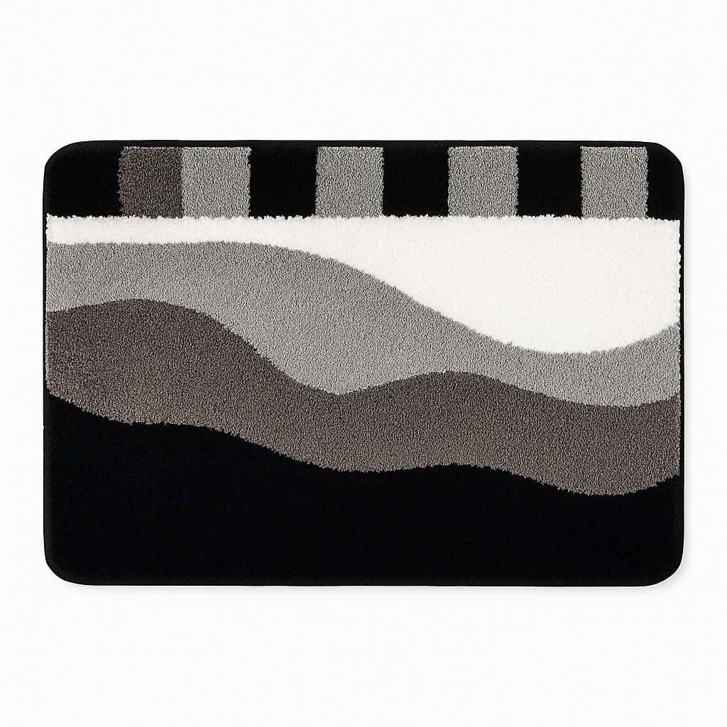 White Gray Black Bath Mat