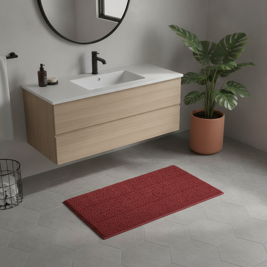 Large Red Bath Mat - care instructions