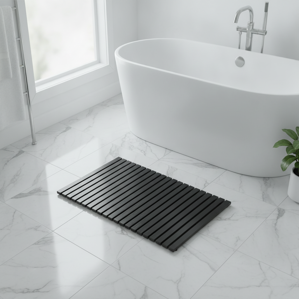 Bamboo Black Bathroom Rug