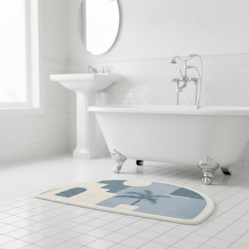 Half Moon Blue Bath Mat