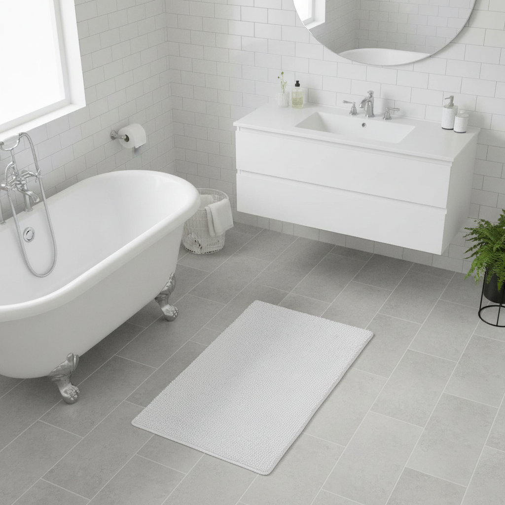 Non-Slip White Bath Mat - care instructions