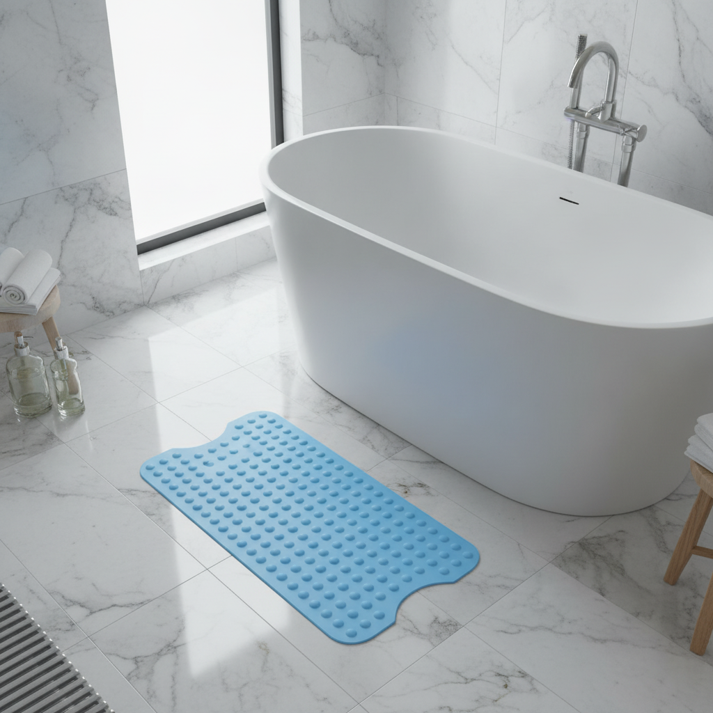 Bathrug Non-Slip Blue Bath Mat