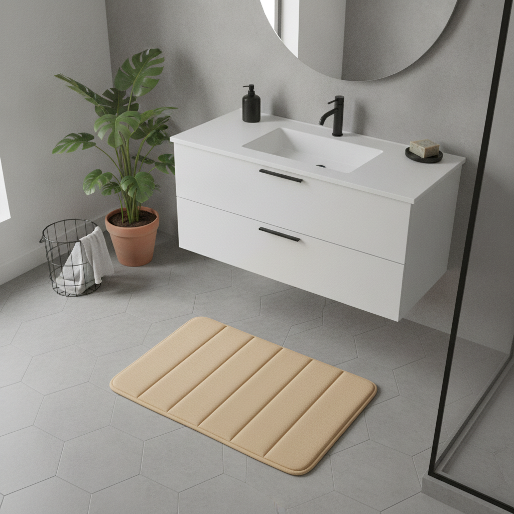 Thick Beige Bath Mat - lifestyle photo