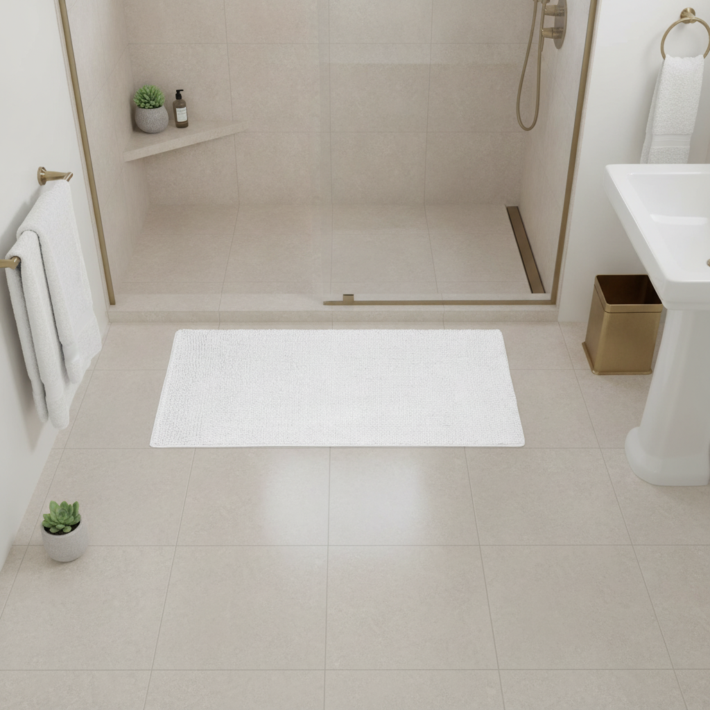 White Circle Bath Mat