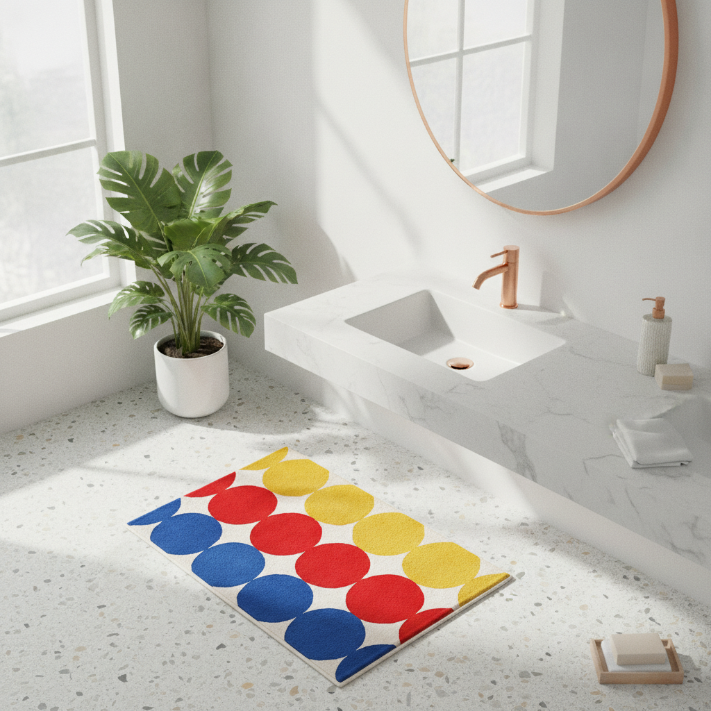 Rectangular With Round Color Bath Mat