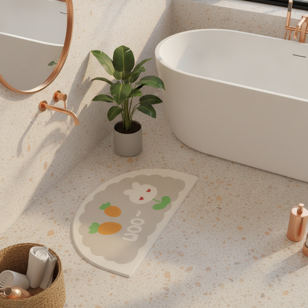 Rabbit Flower Bath Mat - care instructions