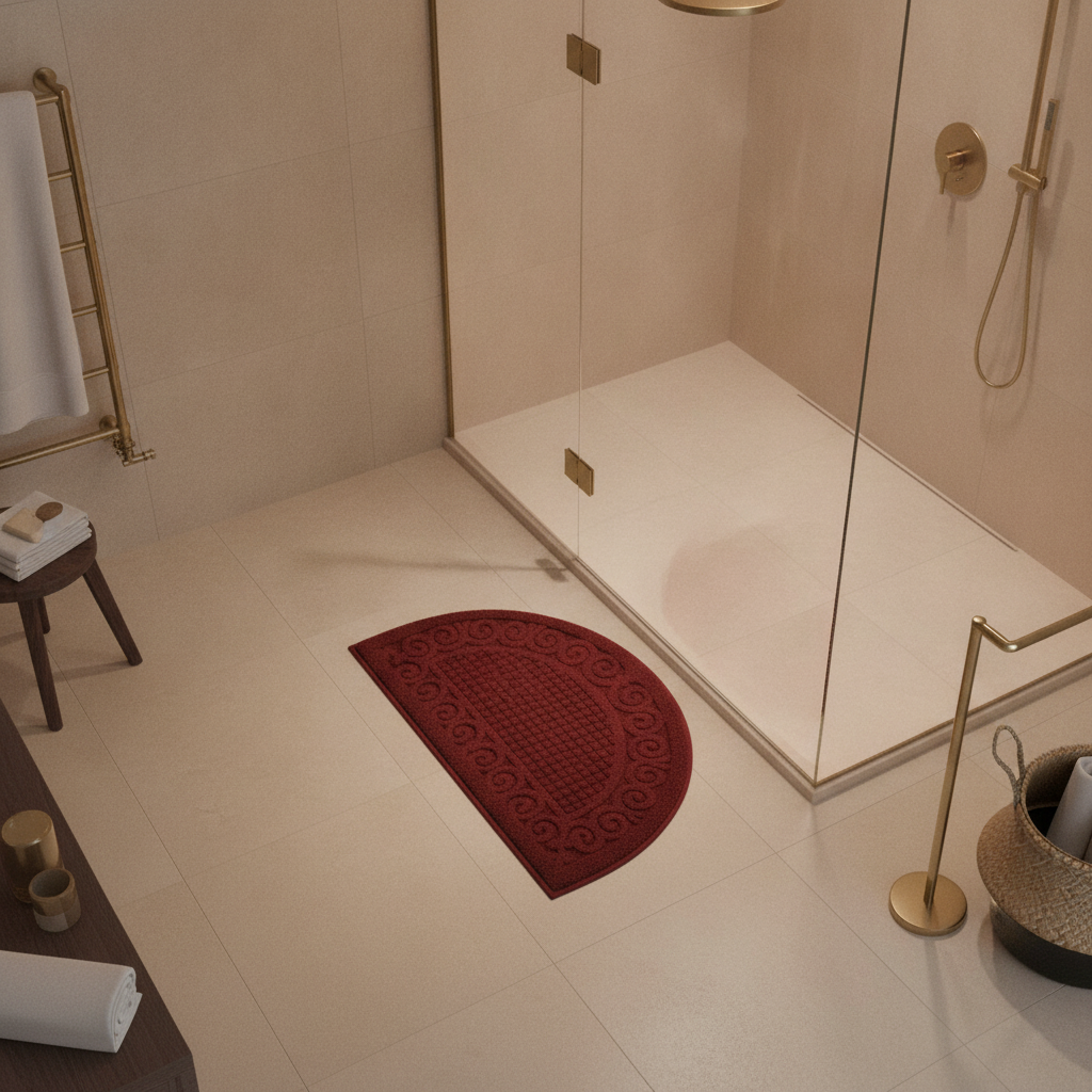 Half Moon Red Bath Mat - care instructions
