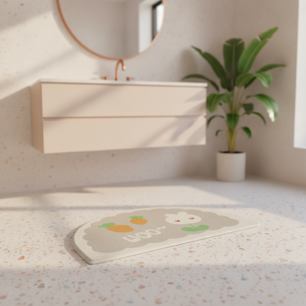 Rabbit Flower Bath Mat