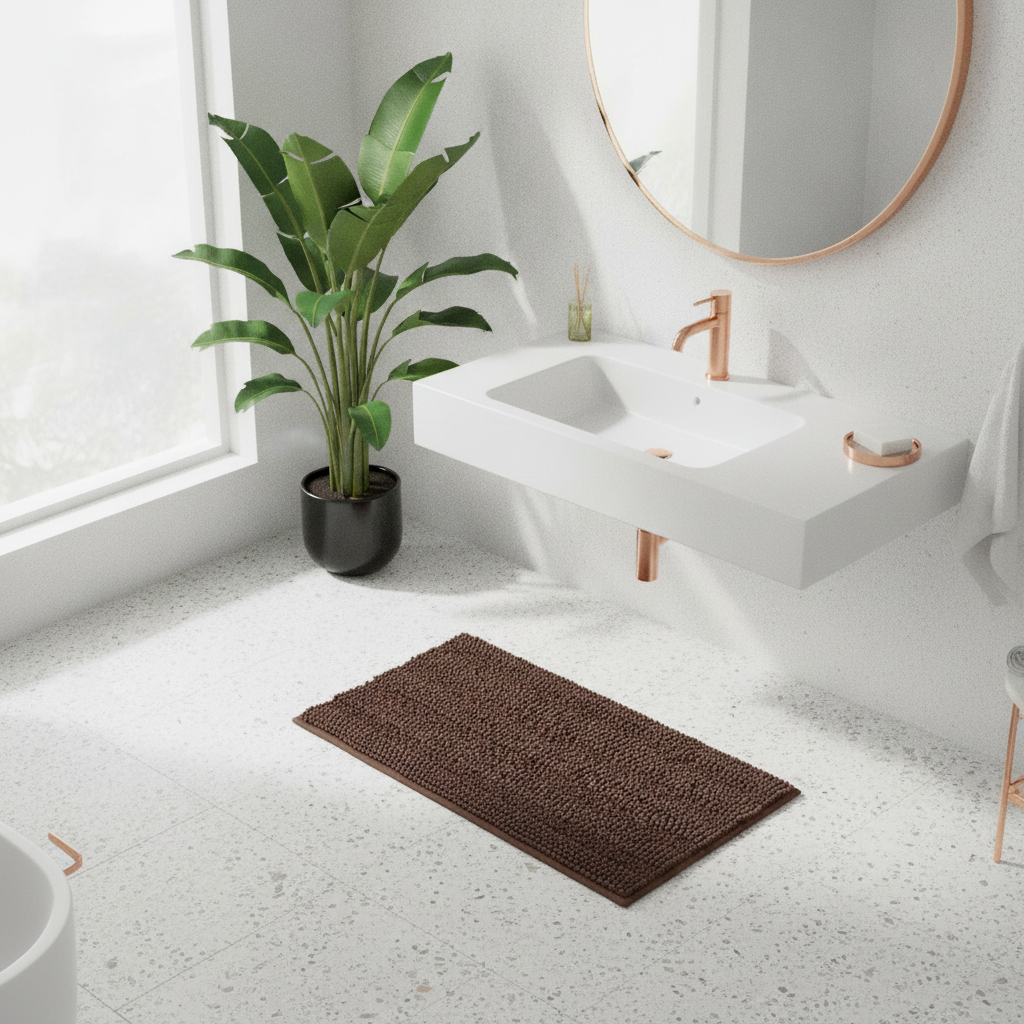Caterpillar Brown Bathroom Rug