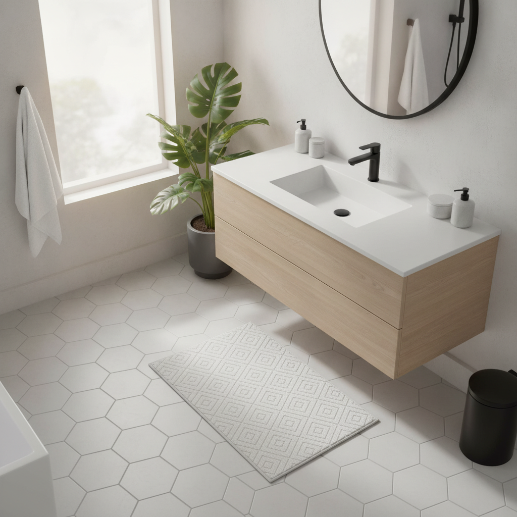 Absorbent Cotton Bathroom Rug