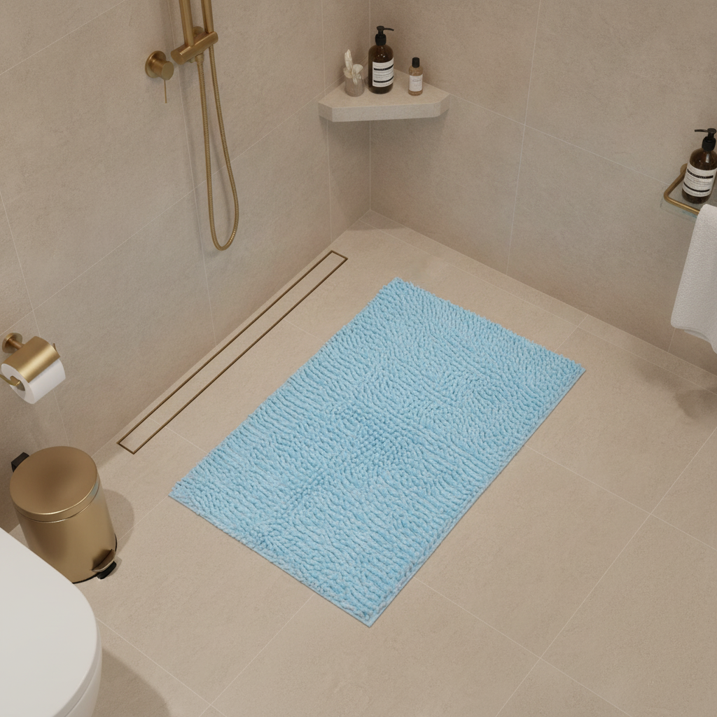 Caterpillar Blue Bath Mat