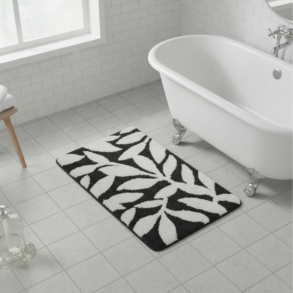Pattern Leaf Bath Mat - product detail