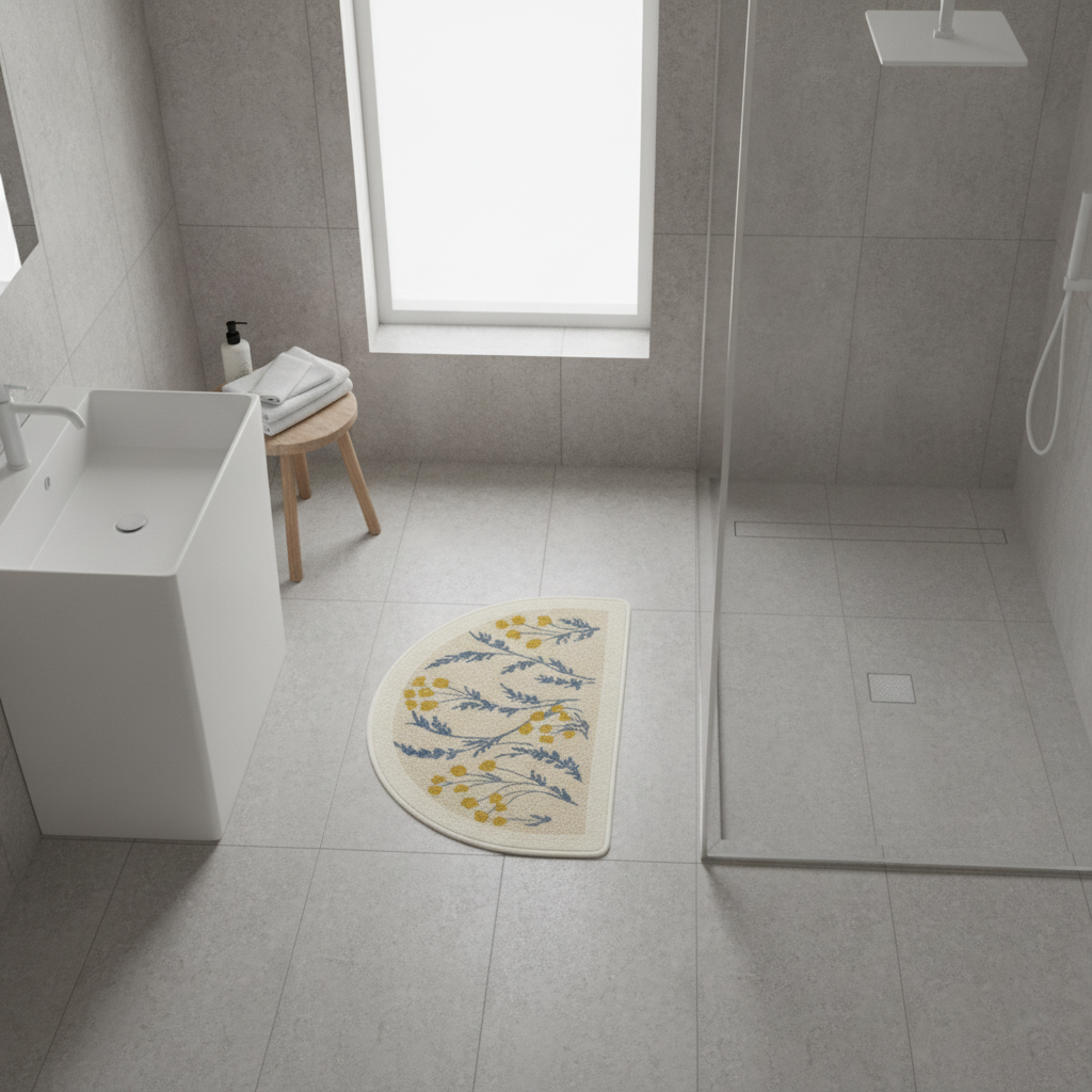 Half Circle Bath Mat - bathroom setting