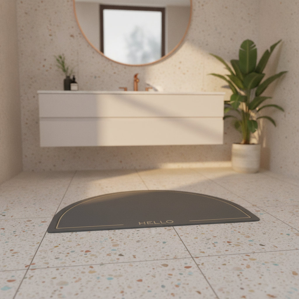 Half Circle Hello Bath Mat