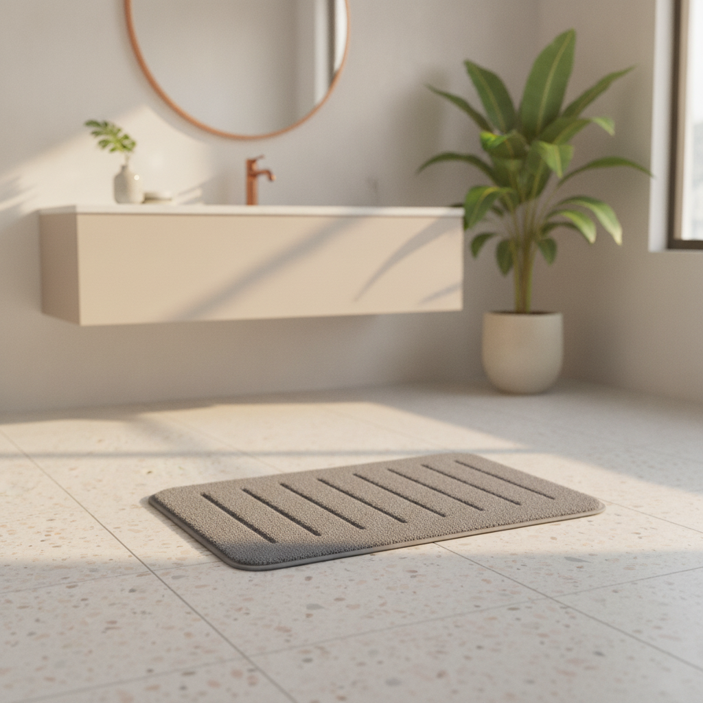Gray Microfiber Bath Mat