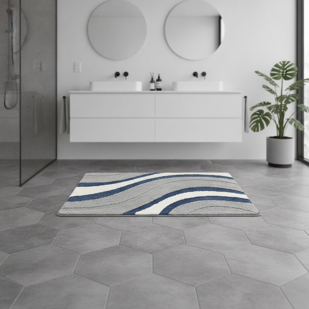Original Gray White Bathroom Rug