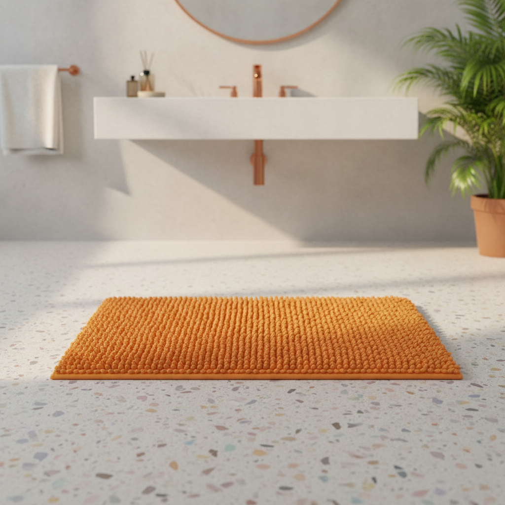 Caterpillar Orange Bathroom Rug