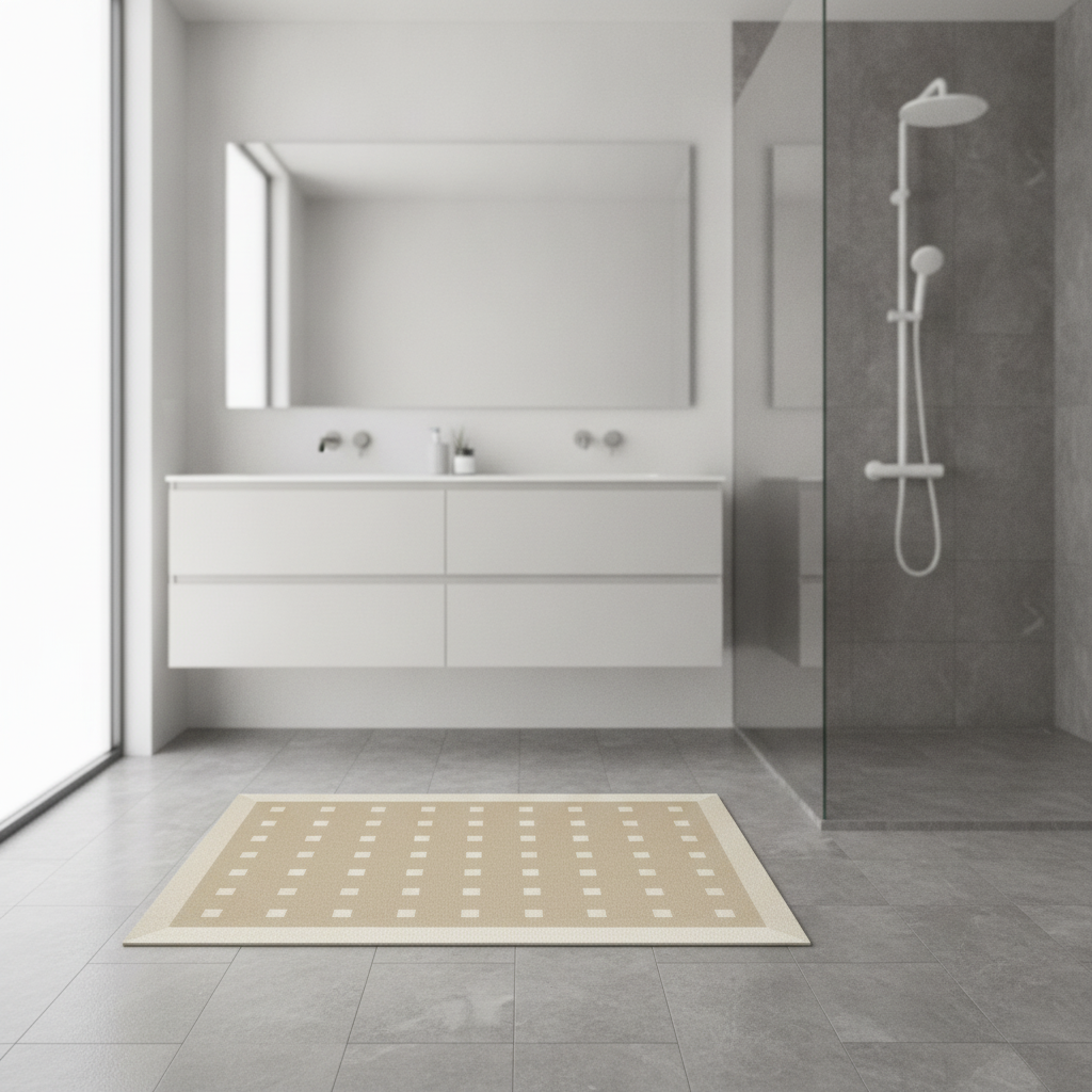 Diatomite Checkered Beige Bath Mat
