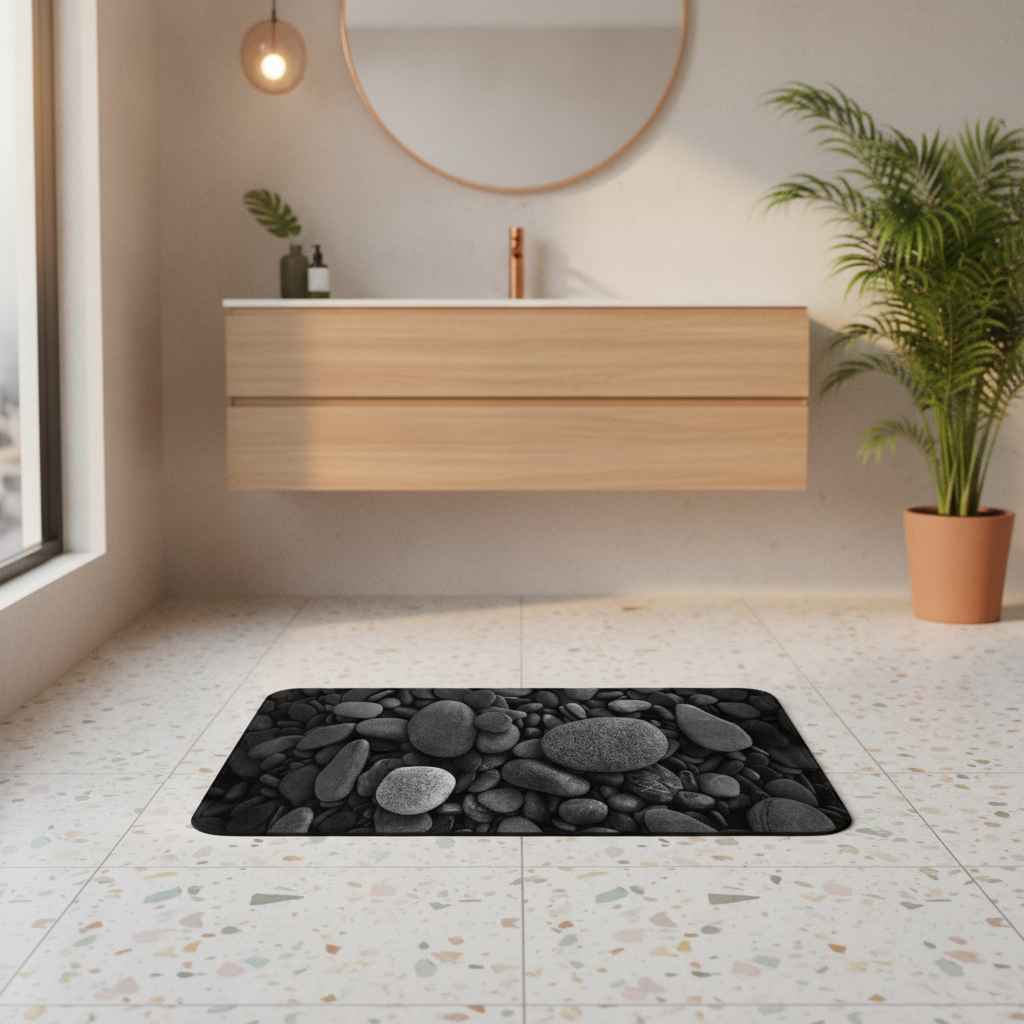 Pebble Black Bathroom Rug - view 11