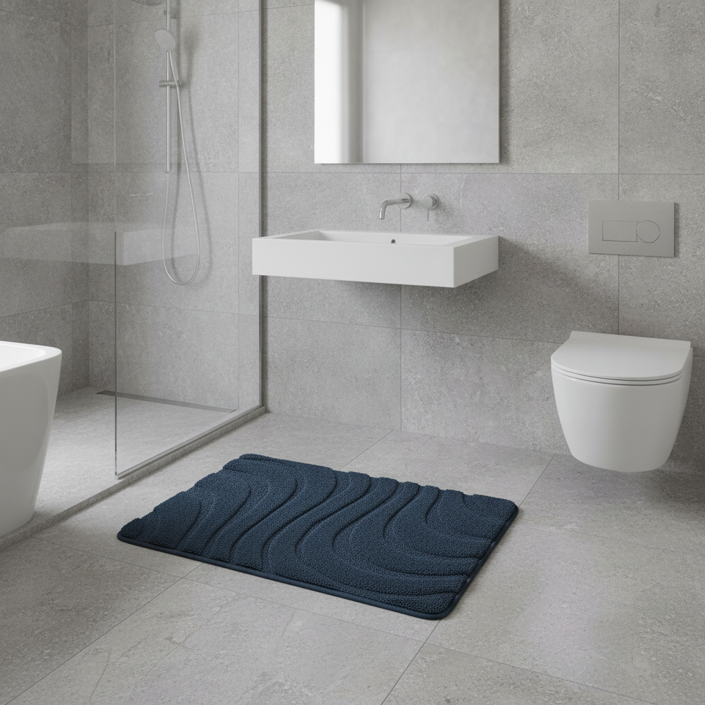 Non-Slip Blue Bath Mat