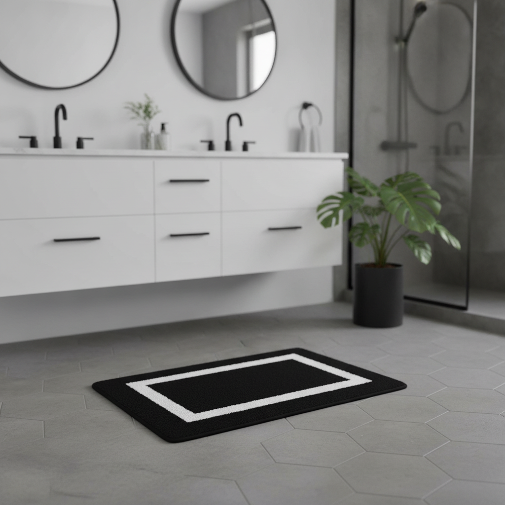 Design Black White Bath Mat