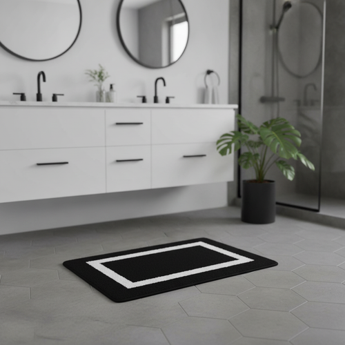 Design Black White Bath Mat