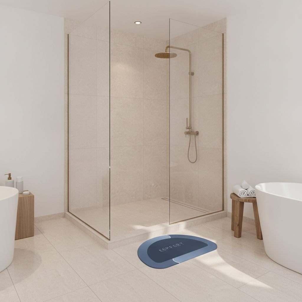 Half Moon Blue Gradient Bathroom Rug
