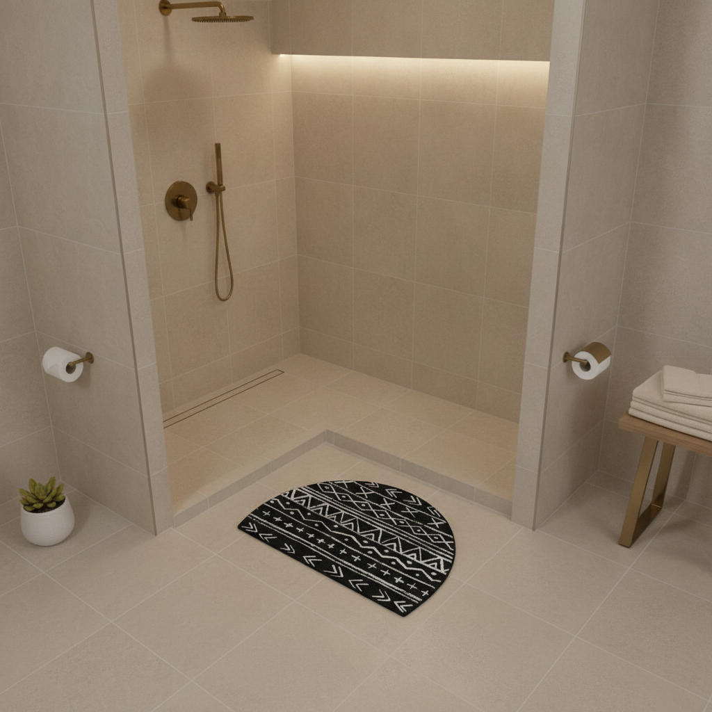 Half Moon Black Bathroom Rug - color variations