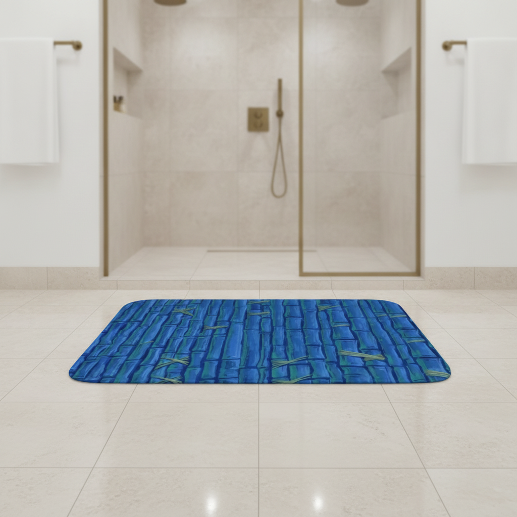 Bamboo Blue Bathroom Rug
