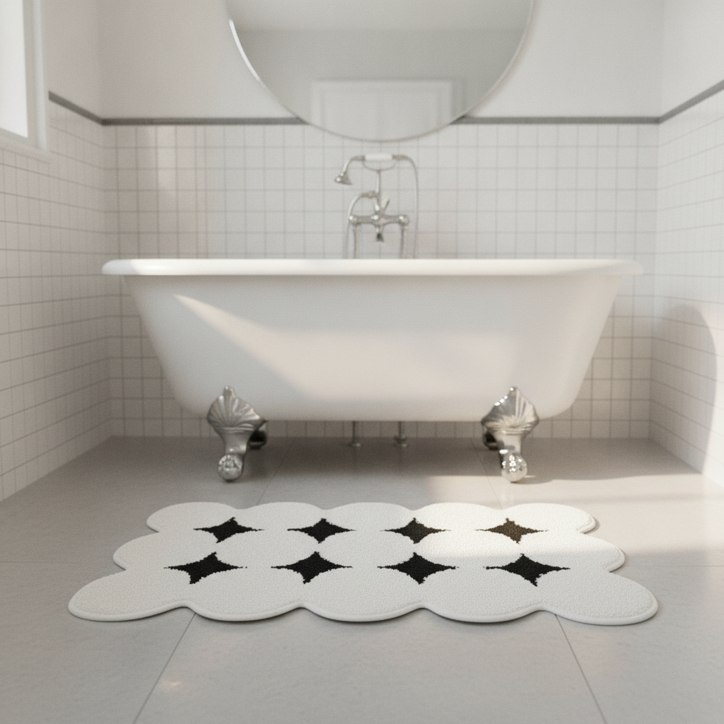 Original Black White Bathroom Rug - bathroom setting