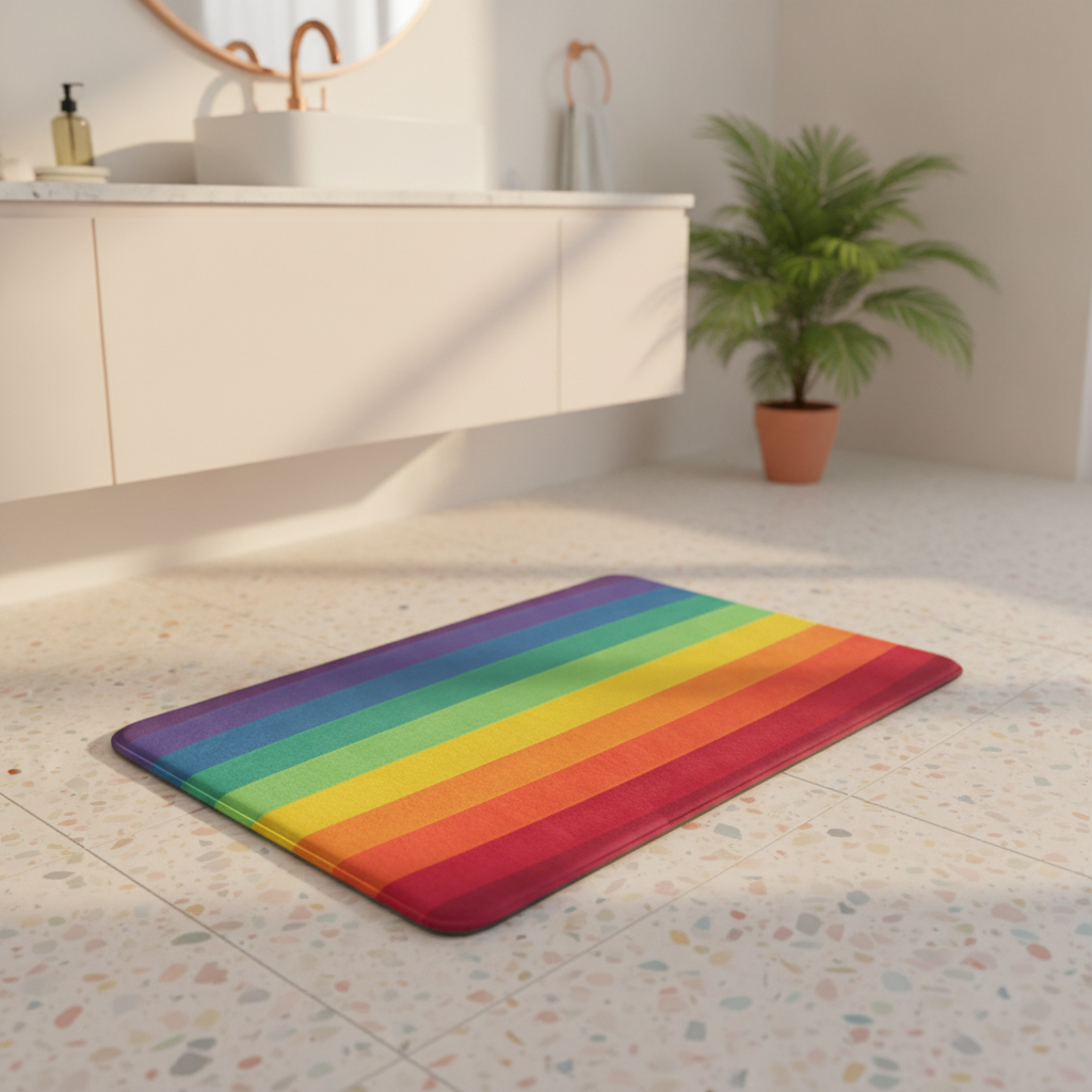 Rainbow Bath Mat - bathroom setting