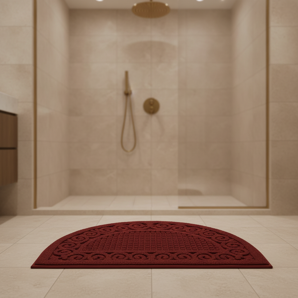 Half Moon Red Bath Mat